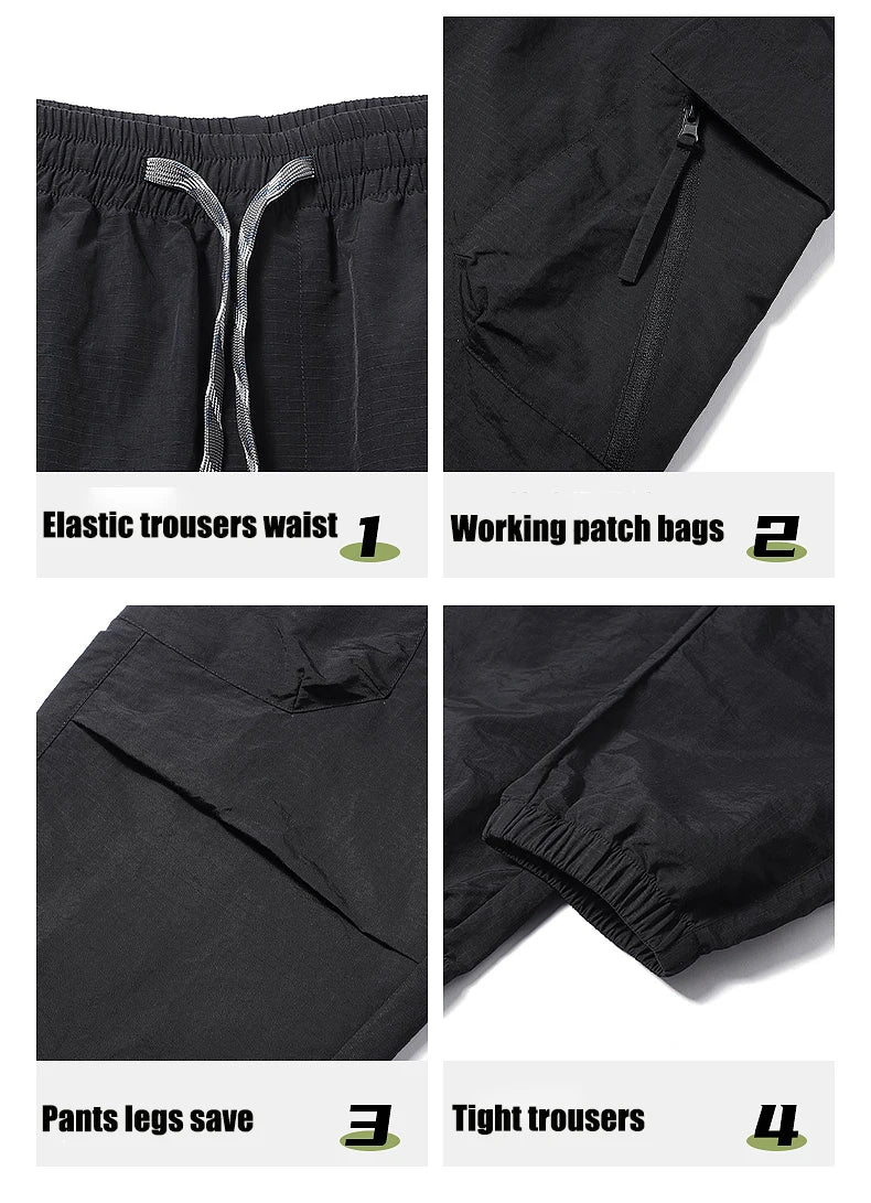 Hiking Men Pant Breathable Waterproof Trousers Elastic Waist Camping Pant Women Slant Pockets Travel Pant Outdoor Sports Pant