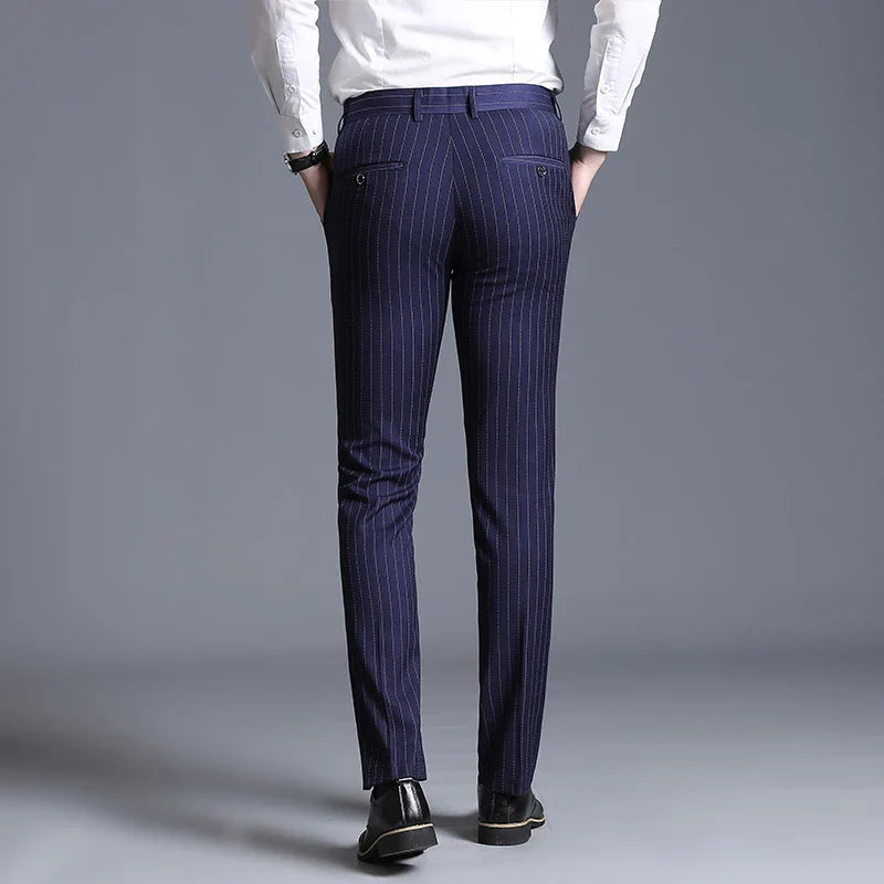 Autumn New Men's Suit Pants, Asian Sizes Office Trousers, Available in Blue, Red, Gray, and Black.