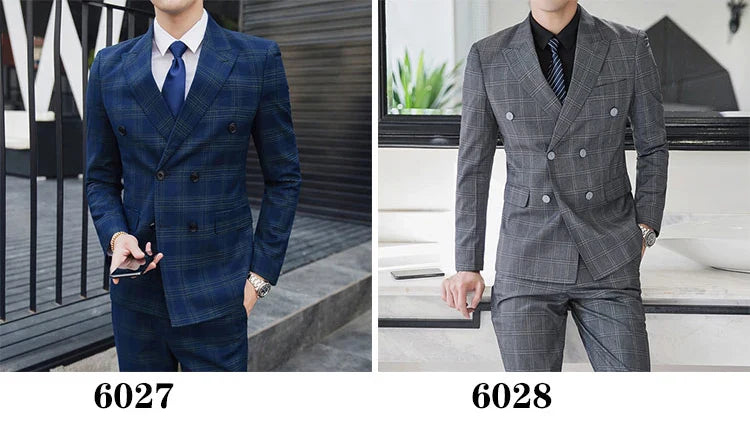 27 Colors ( Blazer + Vest + Pants ) Boutique Fashion Plaid Formal Office Business Mens Suit Three Pieces Groom's Wedding Dress