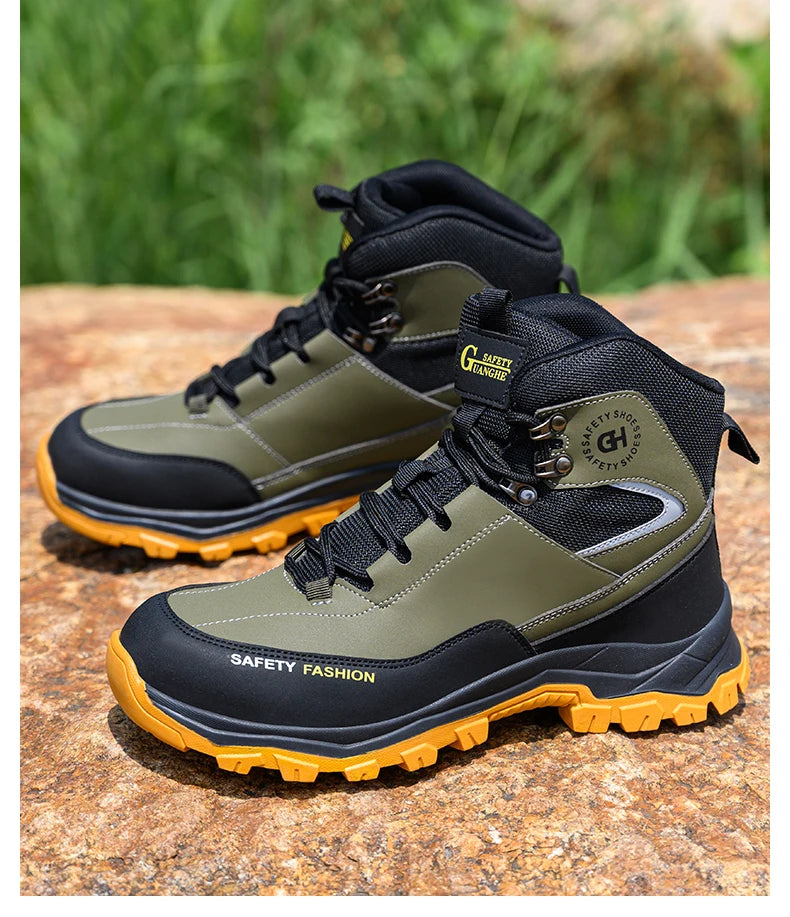 Construction Safety Shoes Men Waterproof Work Boots Anti-smash Steel Toe Shoes Puncture-Proof Indestructible Shoes Safety Shoes