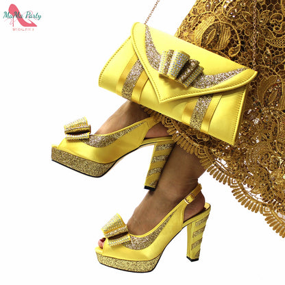 2021 Specials Design Black Color Nigerian Women Shoes and Bag Set High Quality Slingback Sandals with Appliques for Wedding