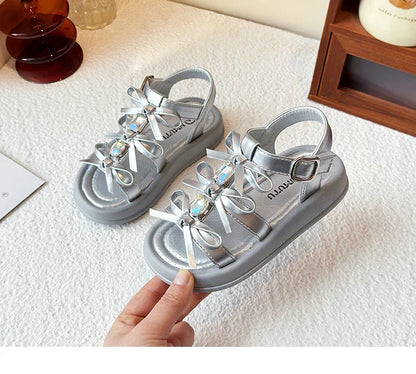 Girl Sandals Summer New Kids Fashion Hollow-out Causal Shoes Princess Versatile Sweet Bowknot Children Open-toe Beach Sandals