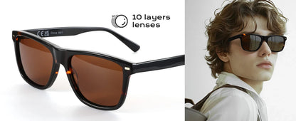 Fashion Square Polarized Sunglasses UV400 Protection Acetate Sun Glasses Classic Design Shade for Women Men