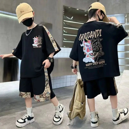 Plus Size Children's Clothing Boys From 4 T-shirts 7 12 Years Baby Summer Clothes Kids Boy Suit 2025 Top Outdoor Korean T-shirt