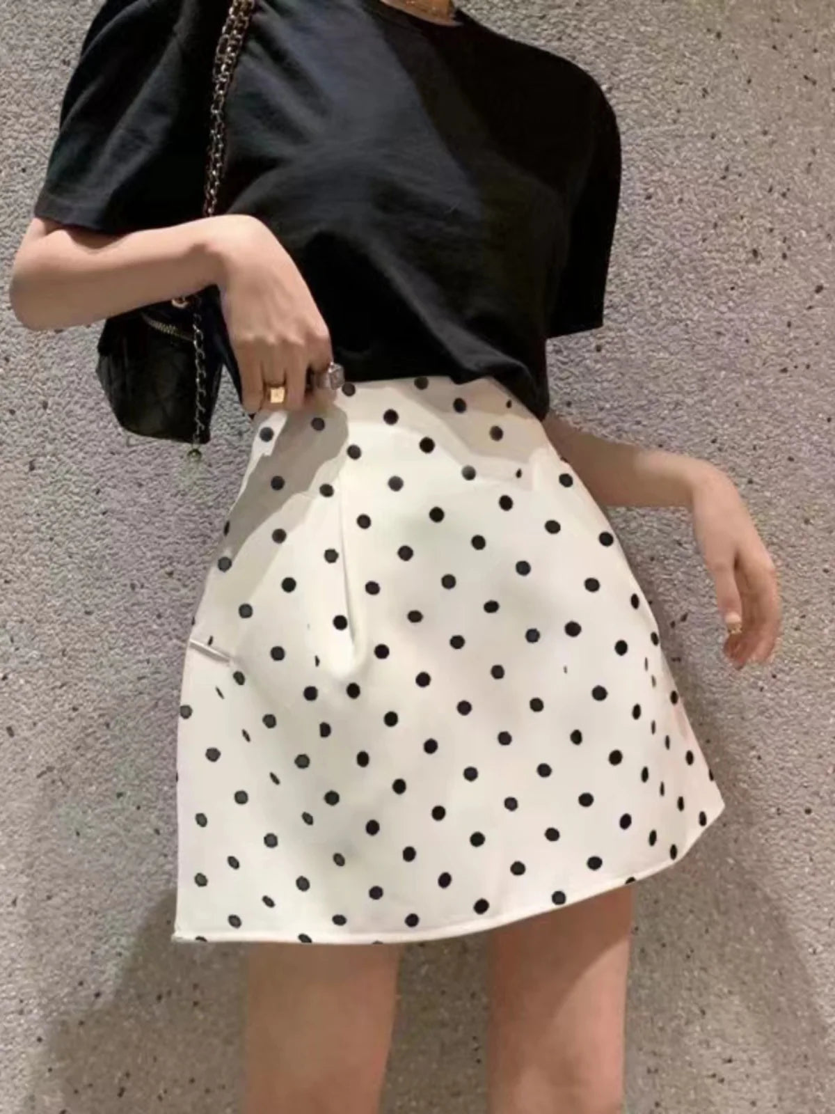 Victorian Sle Polka Dot Puffy  Skirt High Waist Midi Skirts White Flower Bloom f-length Women's Faion Summer 2024