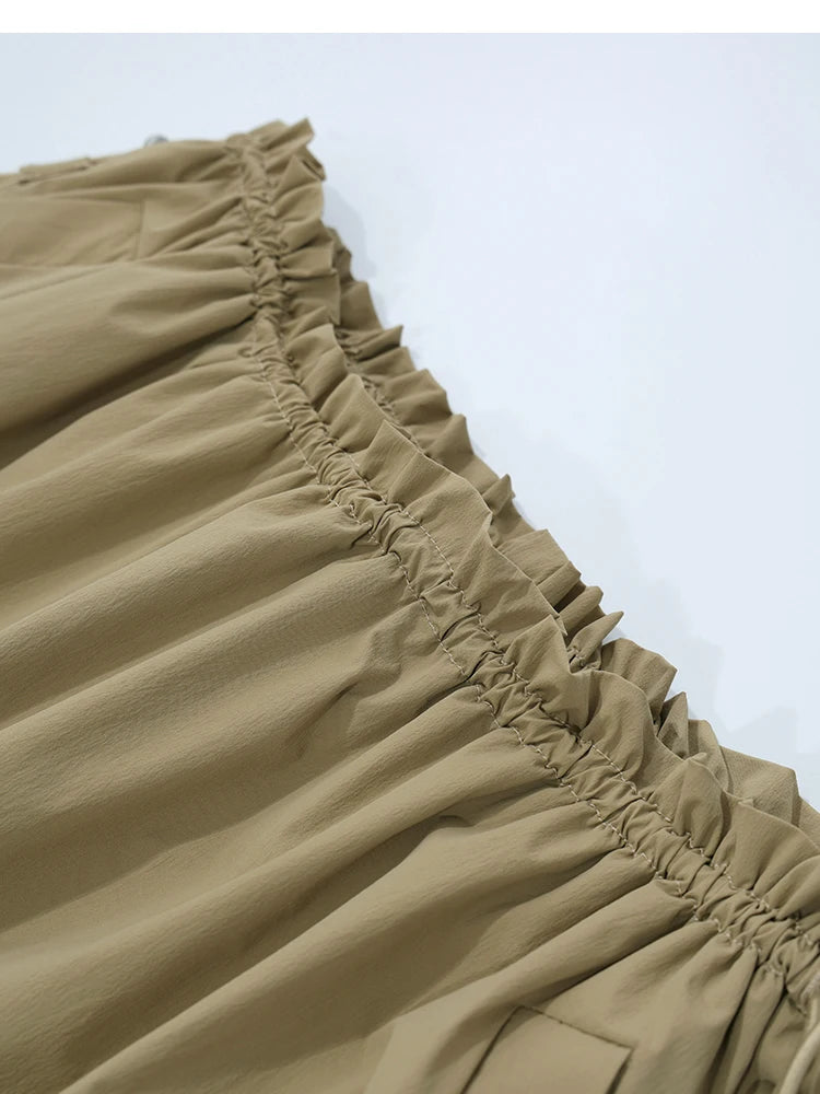 Women's Skirt 2026 Summer New Ruffle Hem Elastic Waist A-Line Midi Skirt Casual Outdoor Loose Fit Skirt For Women 12622013