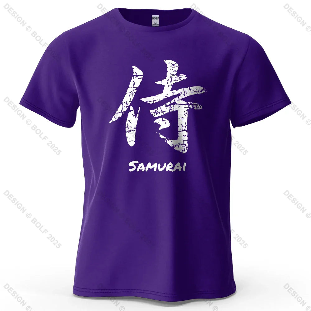 Samurai Character Printed Men's T-Shirt 100% Cotton Oversized Classic Asian Aesthetics Graphic Tees for Women Tees Streetwear