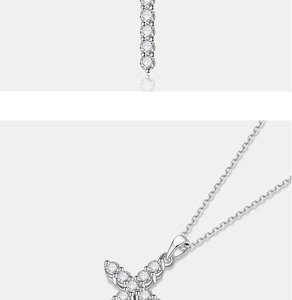 All Moissanite Necklace for Women S925 Pure Silver Cross Design Pendant Laboratory Certified Diamond Fashion Jewelry