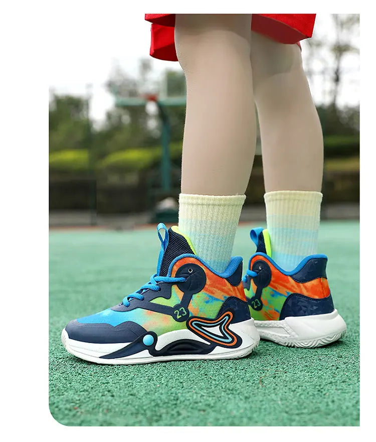 Children Basketball Shoes Breathable Mesh Boys Fashion Sneakers Girls School Sport Shoes Kids Casual Trainers Outdoor Athletic