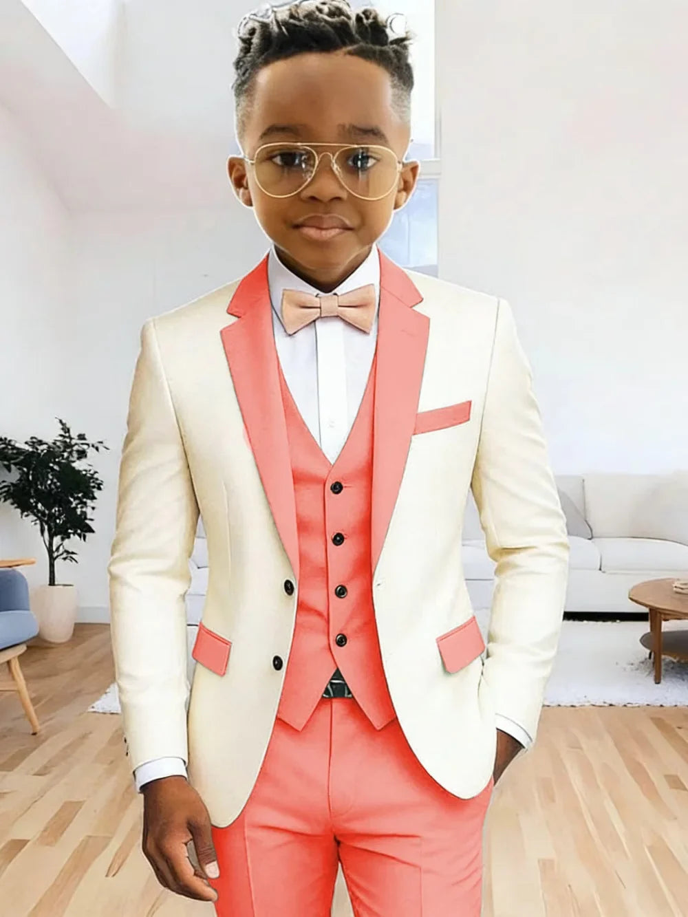 Multi-colors Boys Suits 3 Pieces Jacket Vest Pants Wedding Ring Bearer Outfit Handome Slim Fit Tuxedo For Birthday Party