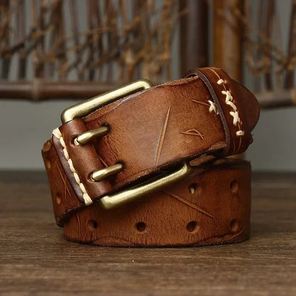 3.8CM Men High Quality Genuine Leather Brass Buckle Belt Luxury Designer Belts Men Pure Cowskin Fashion Strap Male Jeans for Man