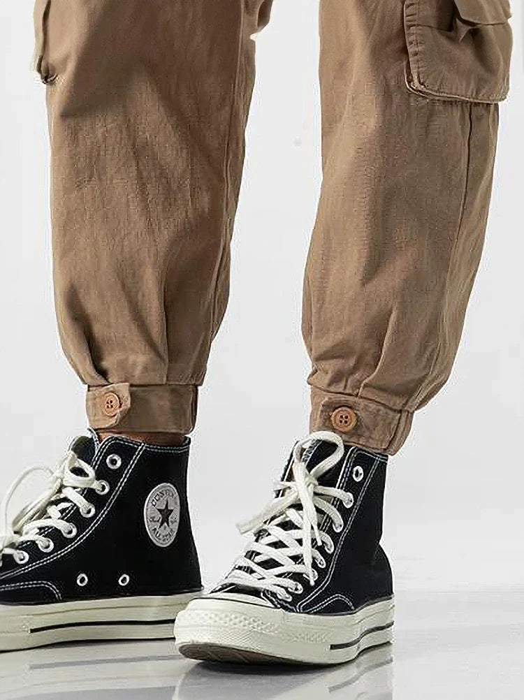 Korean Streetwear Cargo Jogger Pants Men Joggeing Loose Casual Sport Ankle-Lenght Trousers Fashion Sweatpants Male