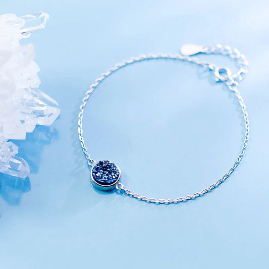 Bracelet Chaîne Ronde Scintillante en Cristal Bleu Multicolore, Breloque Tendance, Bracelets en Argent Sterling 925 pour Femme, Cadeau Bijou