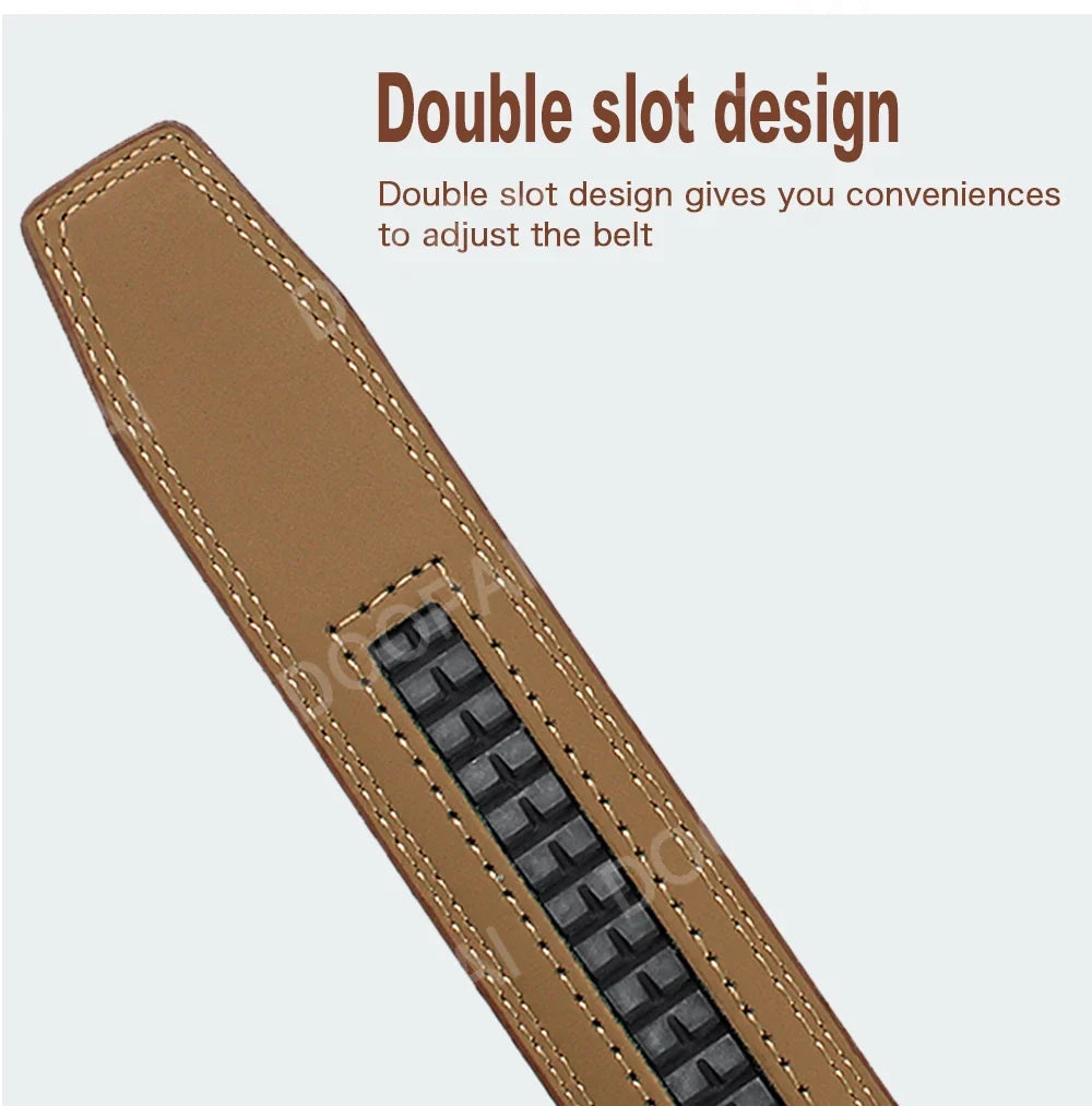 Mens Leather Belt  Automatic Genuine Leather Belts Leisure Fashion Ratchet Belts for Men Pants Waistband Ремень