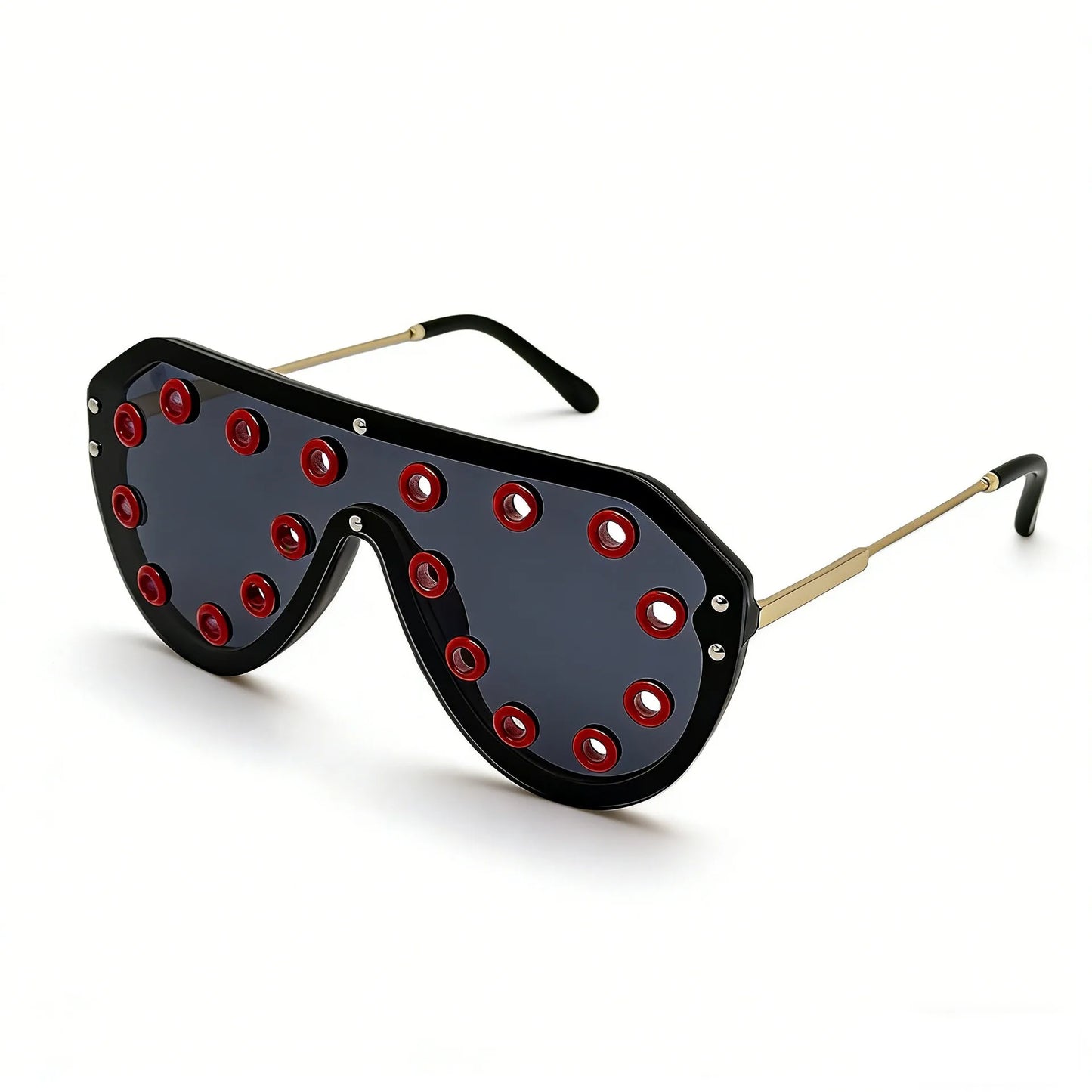 Trendy y2k Oversized One-piece Sunglasses Women Luxury Metal Rivet Party Cool Big Frame Shades UV400 Beach Club Streetwear