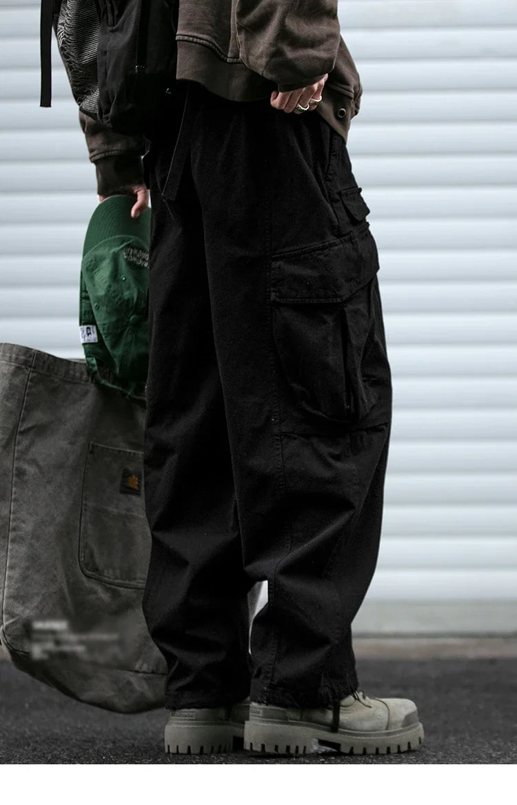 Oversized Cargo Pants For Men Multi Pocket Loose Fit Streetwear Casual American Style Korean Trendy Fashion Straight Leg Pants