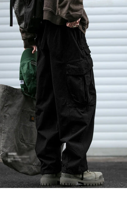 Oversized Cargo Pants For Men Multi Pocket Loose Fit Streetwear Casual American Style Korean Trendy Fashion Straight Leg Pants