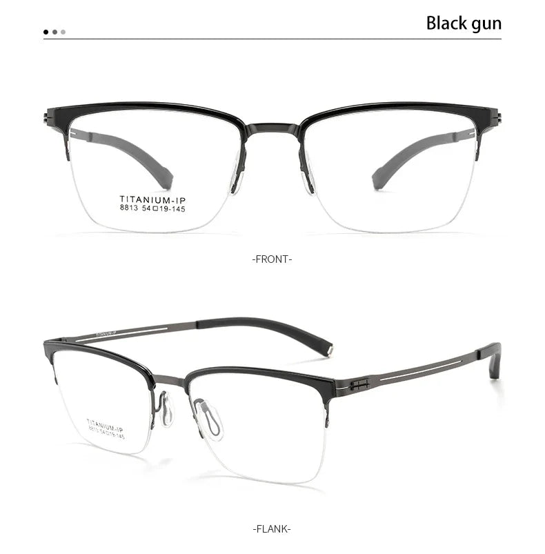 New Ultra-Lightweight Business Titanium Frame Semi-Rimless Reading Glasses Men Customized Prescription Myopia C8813T