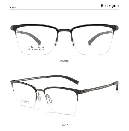 New Ultra-Lightweight Business Titanium Frame Semi-Rimless Reading Glasses Men Customized Prescription Myopia C8813T