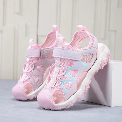Kids Closed Toe Sport Sandals Adjustable Strap Mesh Non Slip Summer Shoes for Boys Children Outdoor Beach Casual Sandals Sneaker