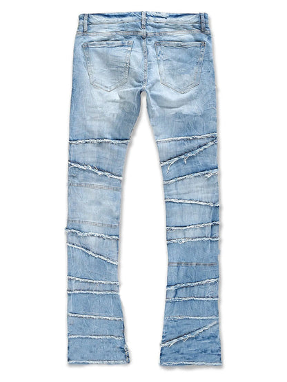 Straight Pant Men Jeans Denim Pants Slim Fit Irregular Folds Tassel Splice Simple Button Pocket High Street Trousers Spring