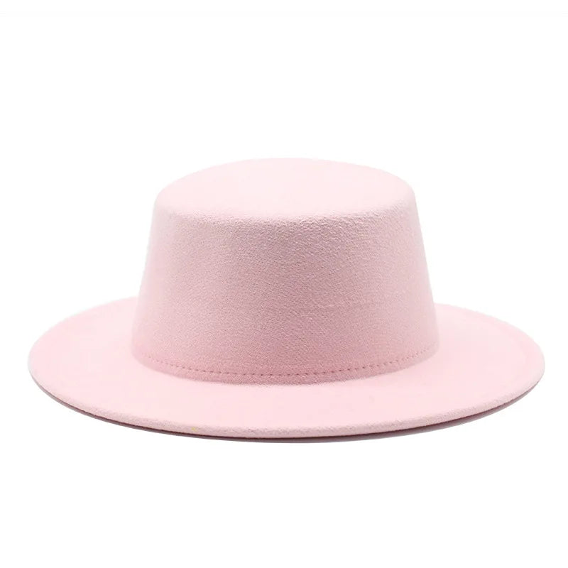 Autumn Winter Kids Felted Fedoras Hats for Boys Girls Solid Imitation Woolen Flat top Jazz Caps Childs Formal Dress Hats