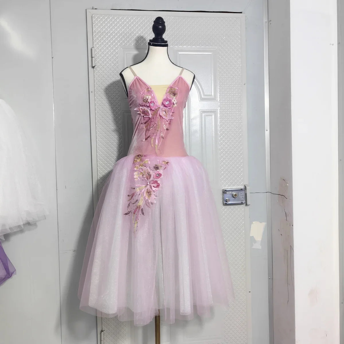 Long Ballet Tutu Skirts Flower Lace Dress Performance Costumes Princess Dance Practice Romantic Dress