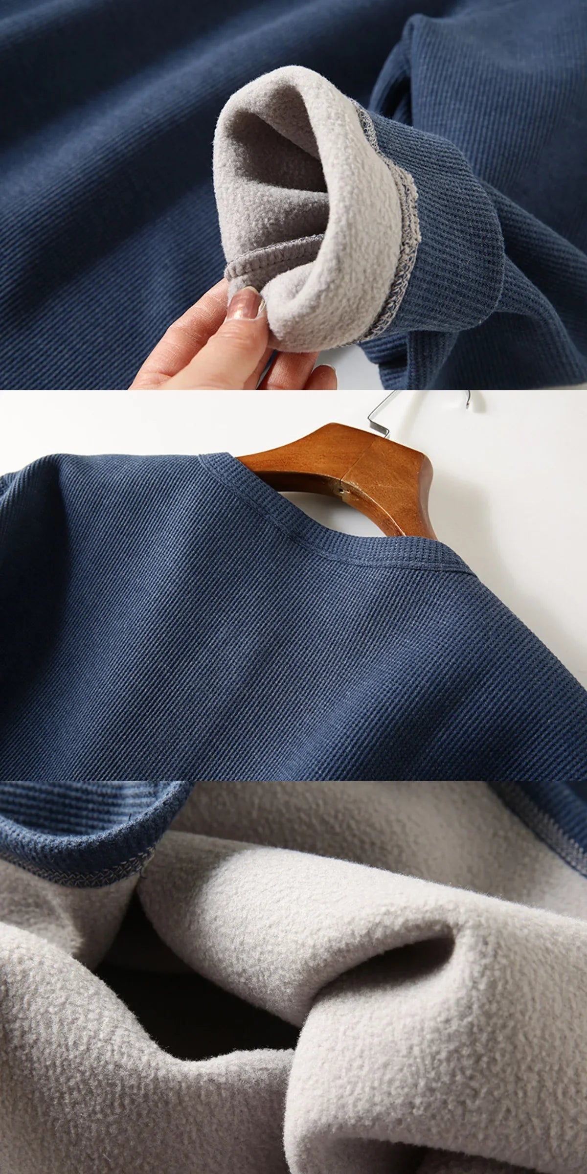 Men's Fleece - Lined Thickened Long - Sleeved Henley Neck Waffle Knit T - Shirt