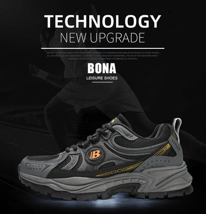 New Designers Action Leather Mesh Jogging Shoes Men Breathable Running Shoes Walking Sports Sneakers Athletic Trainers