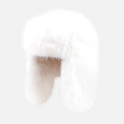 Fluffy Fur Hat Women White Black Blue Russian Hat Thick Warm Ski Earflap Cap Female Ushanka Winter Hat Ladies Russian Cap