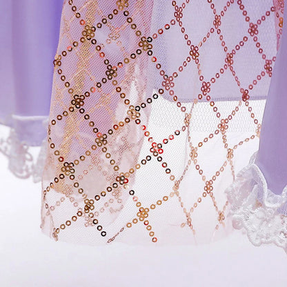 Girl Elegant Dress Kids Rapunzel Costume Children Halloween Birthday Sequin Tangled Dress Girl Carnival Lace Princess Party Gown