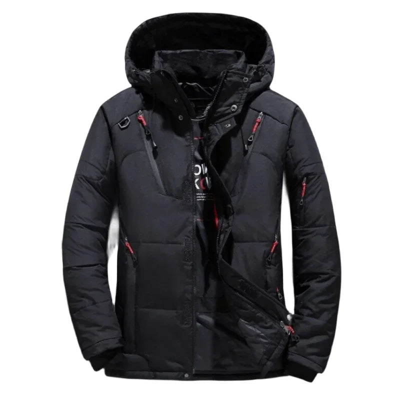 Winter White Duck Down Jacket Men Travel Hiking Thicken Warm Hooded Puffer Jackets Windproof Overcoat Down Coat Male Clothing
