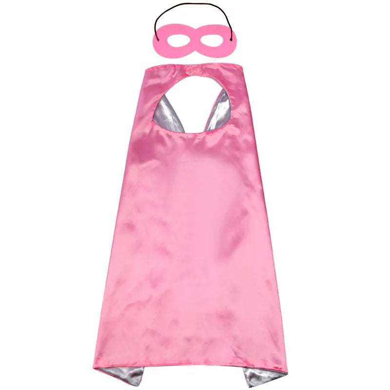 Superhero Cosplay Costume Solid Two Colored Satin Super Hero Cloak Children Cape Boys Girls Satin Halloween Carnival Party