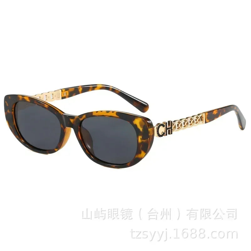 2025 New Trend Oval Polarized Sunglasses Women's Chain Hollow Frame Cat Eye Sun glasses Women's Fashion Luxury Design Glasses