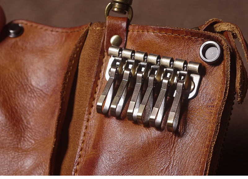 Luxury Brand Genuine Leather Key Bag Multifunctional Waist Hanging Card Holder Coin Purse Men Women Car Key Case Organizer