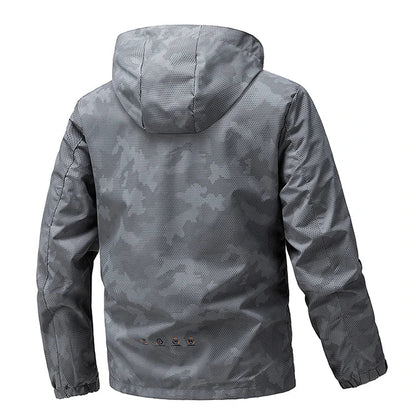 Softshell Outdoor Jacket Men Zip Up Hooded Waterproof Jacket Hiking Camping Windbreaker Lightweight Spring Autumn Coats