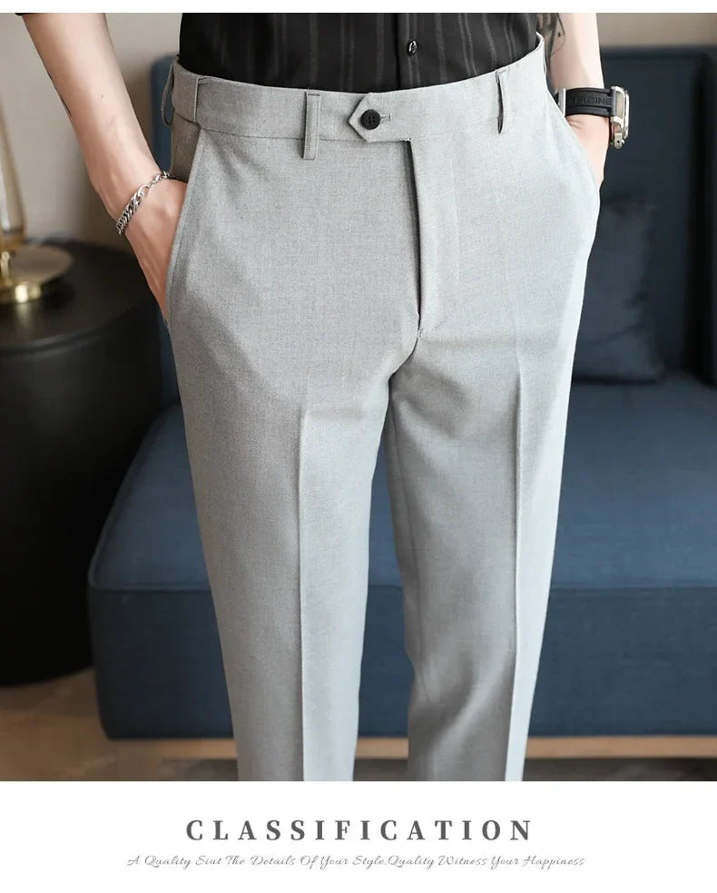 Plus size 44 42 40 Men Business Social Suit Pant 2024 Spring Formal Slim Wedding Trouser Mens Brand Fashion Casual Dress Pants