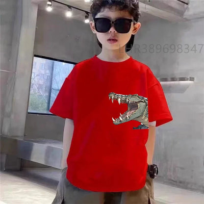 Children Tees Crocodile Head Black Suitable Girls Boy Tshirt+Shorts Kids Set Short Sleeve For Ages 3 And Up Summer Clothing