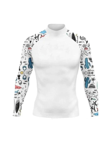 Men's Rashguard Long Sleeve Surfing Shirts Sunscreen Lycra Fabric Soft Surf Sweatshirt UV Protection Swimwear