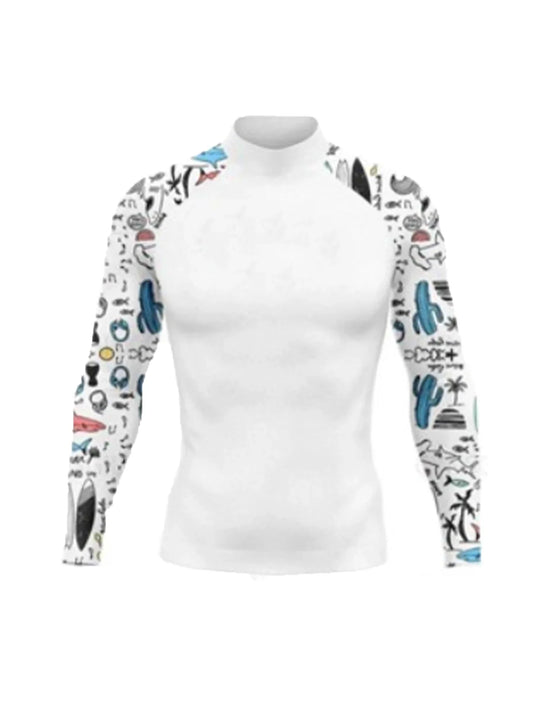Men's Rashguard Long Sleeve Surfing Shirts Sunscreen Lycra Fabric Soft Surf Sweatshirt UV Protection Swimwear