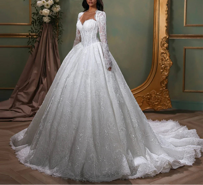 Customized Strapless Ball Gown Lace Wedding Dresses Beaded Bridal Gowns with Removable Lace Jacket