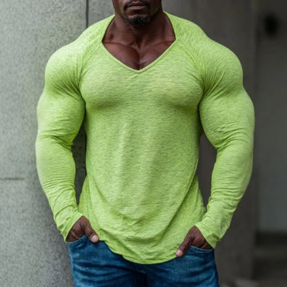 Men's Basic Fitness Training  T-Shirt, V-Neck  Casual Top, Daily Street Outfit, Outdoor Sports, Gym Workout, Jogging Leisure