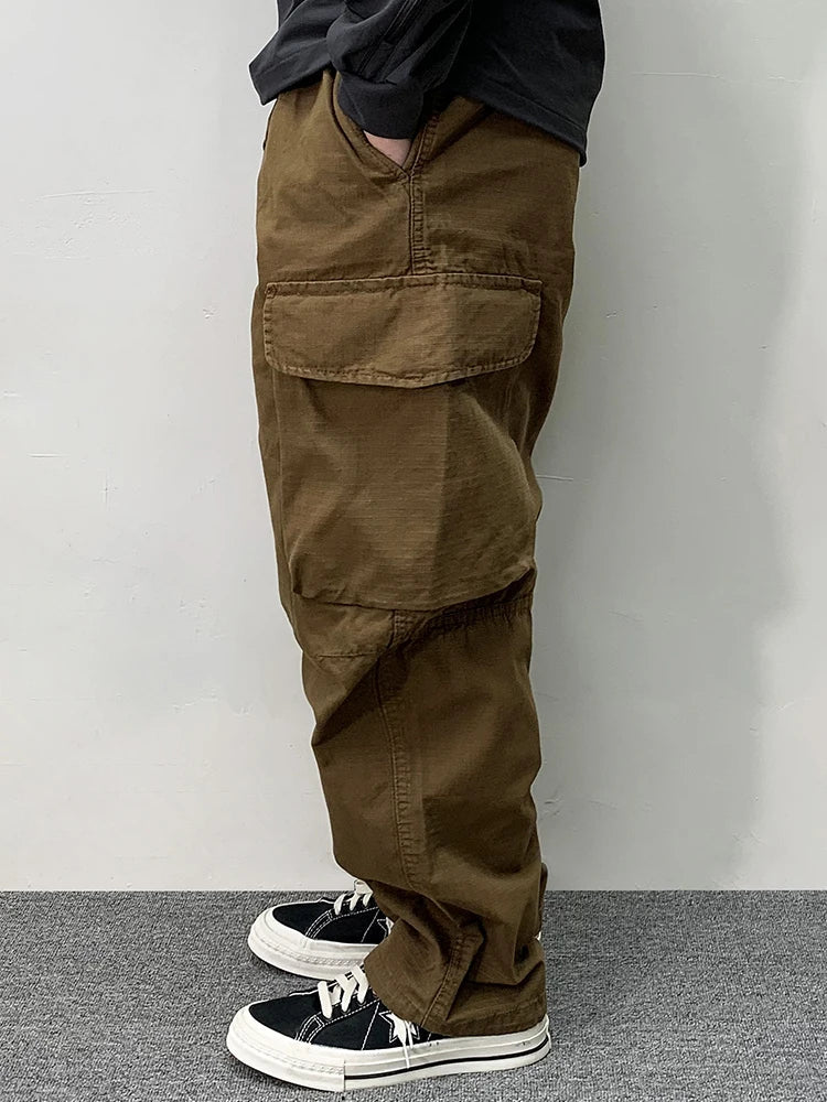 High Quality Cotton Cargo Pants Mens Clothing Plus Size Casual Pants Japanese Harajuku Casual Tactical Joggers Baggy Trousers