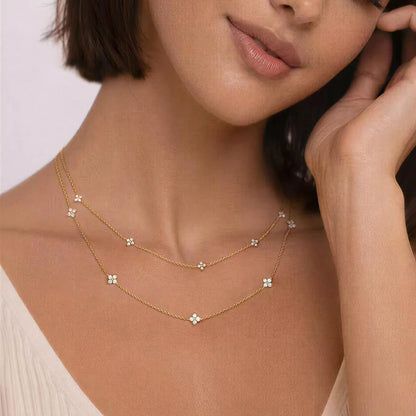 Four-Leaf Clover Moissanite Necklaces for Women Certified 2mm Lab Diamond Choker 925 Sterling Silver Chian Fine Jewelry Gifts