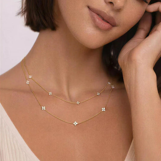 Four-Leaf Clover Moissanite Necklaces for Women Certified 2mm Lab Diamond Choker 925 Sterling Silver Chian Fine Jewelry Gifts