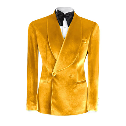 Vintage Velvet Wedding Tuxedos Jacket Double Breasted Men Blazers Suit Peaked Lapel Groom Wear Party Sport Coats Customized