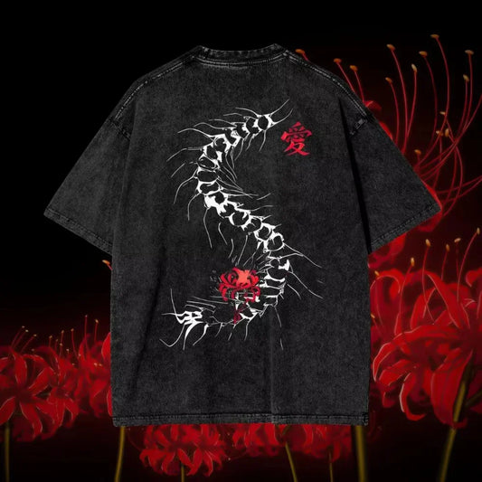 Harajuku Street  Men's T-shirt Anime Tokyo Ghoul Kaneki Ken Centipede Vintage Washed Cotton T Shirt Summer Y2K Men Tops Clothing