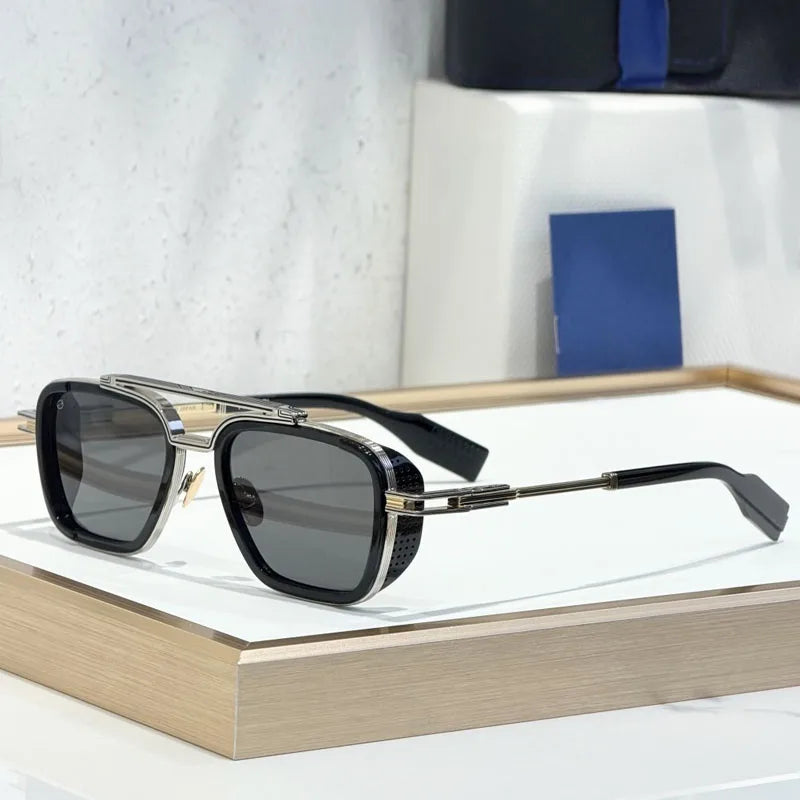 Gradient Square Classical Alloy Sunglasses for Men Women Acetate Luxury Brand Designer UV400 High Quality Eyeglasses with Case