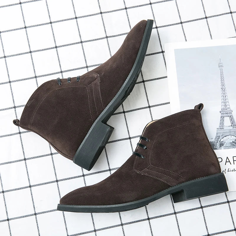 Leather Men Ankle Chelsea Boots Men Work Shoes Pointed Toe Leisure Boots for Male Casual Motorcycle Boots Botas Plus Size 38-48