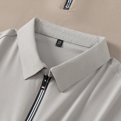 Original Men's Print Lapel Polo Shirt High Quality Half Zip Short Sleeved Solid Color Summer T-shirt Business Casual Men's Wear